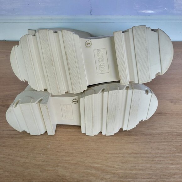 Steve Madden Leather Knee-High Chunky Sole Leather Boots Women's Size 6 Beige - Picture 6 of 7